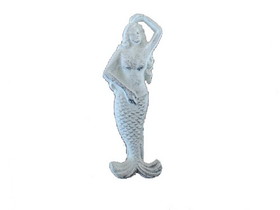 Handcrafted Model Ships G-70-079-W Whitewashed Cast Iron Mermaid Door Knocker 7"