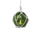 Handcrafted Model Ships GB3-G-N-LED LED Lighted Green Japanese Glass Ball Fishing Float with White Netting Decoration 3