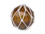 Handcrafted Model Ships GB6-A-N-LED-TABLE Tabletop LED Lighted Amber Japanese Glass Ball Fishing Float with White Netting Decoration 6
