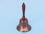 Handcrafted Model Ships HB-2013-AC Antique Copper Hand Bell with Wood Handle 11