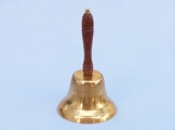 Handcrafted Model Ships HB-2013-BR Brass Plated Hand Bell with Wood Handle 11