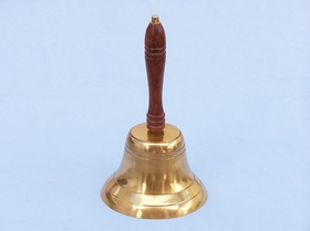 Handcrafted Model Ships HB-2013-BR Brass Plated Hand Bell with Wood Handle 11"