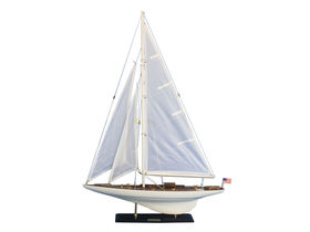 Handcrafted Model Ships INT-R-35 Wooden Intrepid Model Sailbaot Decoration 35"