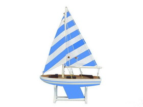 Handcrafted Model Ships itfloats12-101 Wooden It Floats Blue Prince Model Sailboat 12"