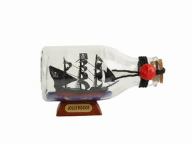Handcrafted Model Ships Jolly-Roger-Bottle-5 Captain Hook's Jolly Roger from Peter Pan Pirate Ship in a Glass Bottle 5"