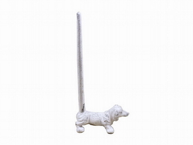 Handcrafted Model Ships K-0029A-W-Toilet Whitewashed Cast Iron Dog Extra Toilet Paper Stand 12"