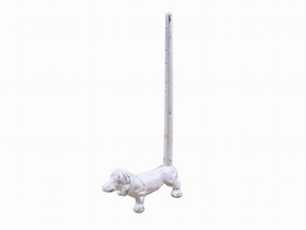 Handcrafted Model Ships K-0029A-W Whitewashed Cast Iron Dog Paper Towel Holder 12"