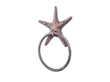 Handcrafted Model Ships K-0102D-RC Rustic Copper Cast Iron Starfish Towel Holder 8.5"