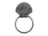 Handcrafted Model Ships K-0102F-silver Antique Silver Cast Iron Seashell Towel Holder 8.5