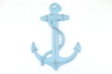 Handcrafted Model Ships K-0137-Solid-Light-Blue Rustic Light Blue Cast Iron Anchor 17