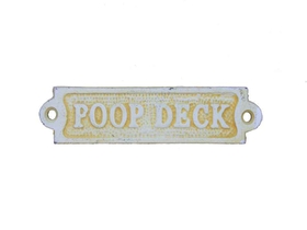 Handcrafted Model Ships K-0164-AW Antique White Cast Iron Poop Deck Sign 6"