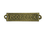 Handcrafted Model Ships K-0164-gold Rustic Gold Cast Iron Poop Deck Sign 6"