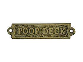 Handcrafted Model Ships K-0164-gold Rustic Gold Cast Iron Poop Deck Sign 6&quot;