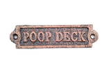 Handcrafted Model Ships K-0164-RC Rustic Copper Cast Iron Poop Deck Sign 6