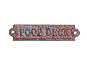 Handcrafted Model Ships K-0164-red Rustic Red Whitewashed Cast Iron Poop Deck Sign 6&quot;