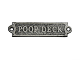 Handcrafted Model Ships K-0164-silver Rustic Silver Cast Iron Poop Deck Sign 6"