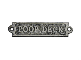 Handcrafted Model Ships K-0164-silver Rustic Silver Cast Iron Poop Deck Sign 6&quot;
