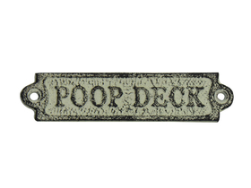 Handcrafted Model Ships K-0164-white Whitewashed Cast Iron Poop Deck Sign 6&quot;