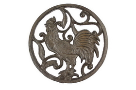 Handcrafted Model Ships K-0239-Cast-Iron Cast Iron Rooster Trivet 8"