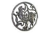 Handcrafted Model Ships K-0239-Silver Rustic Silver Cast Iron Rooster Trivet 8