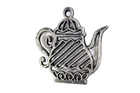 Handcrafted Model Ships K-0267-Silver Rustic Silver Cast Iron Teapot Trivet 9"