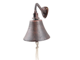 Handcrafted Model Ships K-0272-RC Rustic Copper Cast Iron Hanging Ship's Bell 6"