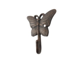 Handcrafted Model Ships K-0375-rc Rustic Copper Cast Iron Butterfly Hook 6"