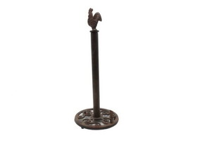 Handcrafted Model Ships K-0585A-rc-Toilet Rustic Copper Cast Iron Rooster Extra Toilet Paper Stand 15"