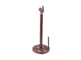 Handcrafted Model Ships K-0585A-ww-red Rustic Red Whitewashed Cast Iron Rooster Paper Towel Holder 15"
