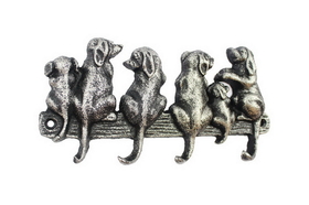Handcrafted Model Ships K-0630-Silver Rustic Silver Cast Iron Dog Wall Hooks 8"