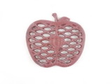 Handcrafted Model Ships k-0732-ww-red Rustic Red Whitewashed Cast Iron Apple Kitchen Trivet 6