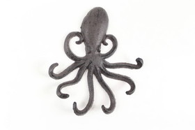Handcrafted Model Ships K-0754-Cast-Iron Cast Iron Wall Mounted Decorative Octopus Hooks 7"