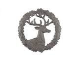 Handcrafted Model Ships k-0760-cast-iron Cast Iron Deer and Wreath Kitchen Trivet 8