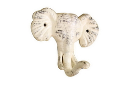 Handcrafted Model Ships K-0813-W Whitewashed Cast Iron Elephant Hook 5"