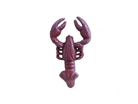 Handcrafted Model Ships K-0824-WW-Red Vintage Red Whitewashed Cast Iron Wall Mounted Lobster Hook 5"