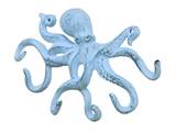 Handcrafted Model Ships K-0942-blue Rustic Dark Blue Whitewashed Cast Iron Octopus Hook 11