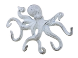 Handcrafted Model Ships K-0942-W Rustic Whitewashed Cast Iron Octopus Hook 11"