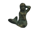 Handcrafted Model Ships K-0957-bronze Antique Seaworn Bronze Cast Iron Sitting Mermaid 3