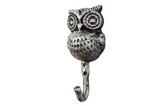 Handcrafted Model Ships K-1080-Silver Rustic Silver Cast Iron Owl Wall Hook 6