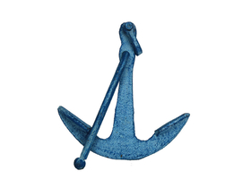 Handcrafted Model Ships K-1089-light-blue Rustic Light Blue Whitewashed Cast Iron Anchor Paperweight 5"