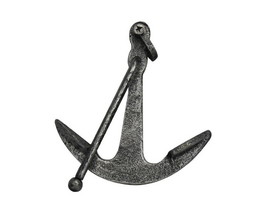 Handcrafted Model Ships K-1089-silver Rustic Silver Cast Iron Anchor Paperweight 5"