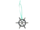 Handcrafted Model Ships K-1293-gold-x Antique Gold Cast Iron Ship Wheel Decorative Christmas Ornament 4