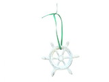 Handcrafted Model Ships K-1293-W-x Whitewashed Cast Iron Ship Wheel Decorative Christmas Ornament 4