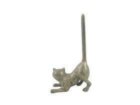 Handcrafted Model Ships K-1331-bronze-Toilet Antique Bronze Cast Iron Cat Extra Toilet Paper Stand 10"