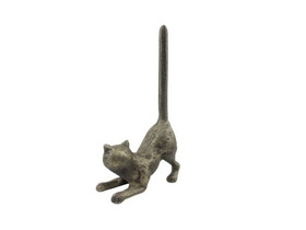 Handcrafted Model Ships K-1331-gold Rustic Gold Cast Iron Cat Paper Towel Holder 10"