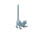 Handcrafted Model Ships K-1331-solid-light-blue-Toilet Rustic Light Blue Cast Iron Cat Extra Toilet Paper Stand 10