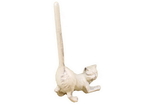 Handcrafted Model Ships K-1331-W-Toilet Whitewashed Cast Iron Cat Extra Toilet Paper Stand 10