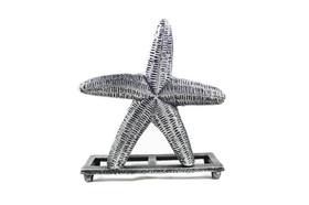 Handcrafted Model Ships K-1407-silver Antique Silver Cast Iron Starfish Napkin Holder 6&quot;