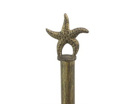 Handcrafted Model Ships K-1414A-gold-Toilet Antique Gold Cast Iron Starfish Extra Toilet Paper Stand 15"