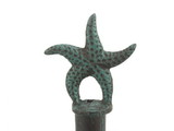 Handcrafted Model Ships K-1414A-seaworn-Toilet Rustic Seaworn Blue Cast Iron Starfish Extra Toilet Paper Stand 15"